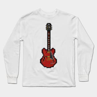 Tiled Pixel Red SG Guitar Upright Long Sleeve T-Shirt